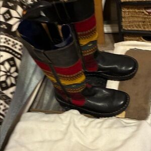 Colorful Winter Boots with Black Leather Accents